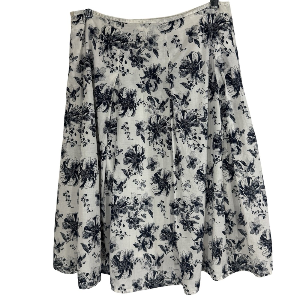 St.John's Bay Women Floral‎ Flare Pleated Midi A Line Skirt Size 8